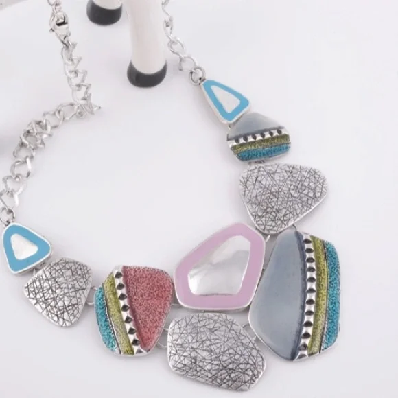 Boho Stone Metal Chain Statement Necklace - Picture 4 of 4